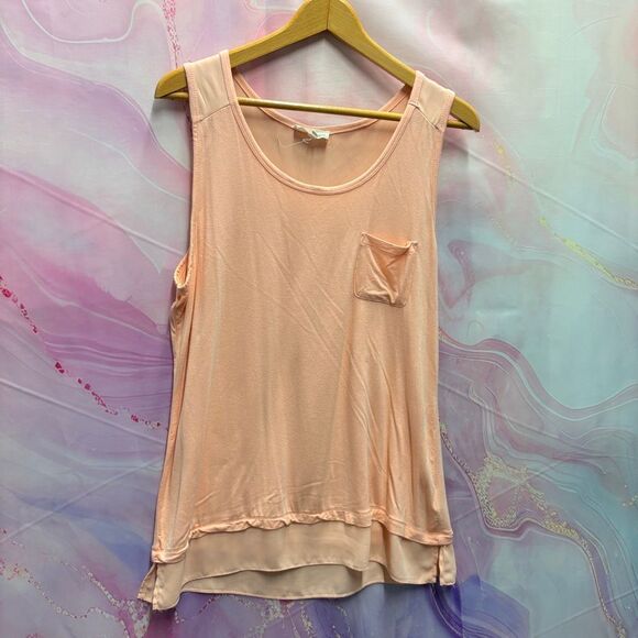 Dept 222 XL Peach Pastel Orange Sleeveless Blouse Artsy Casual Chic Beach Spring - Picture 3 of 7